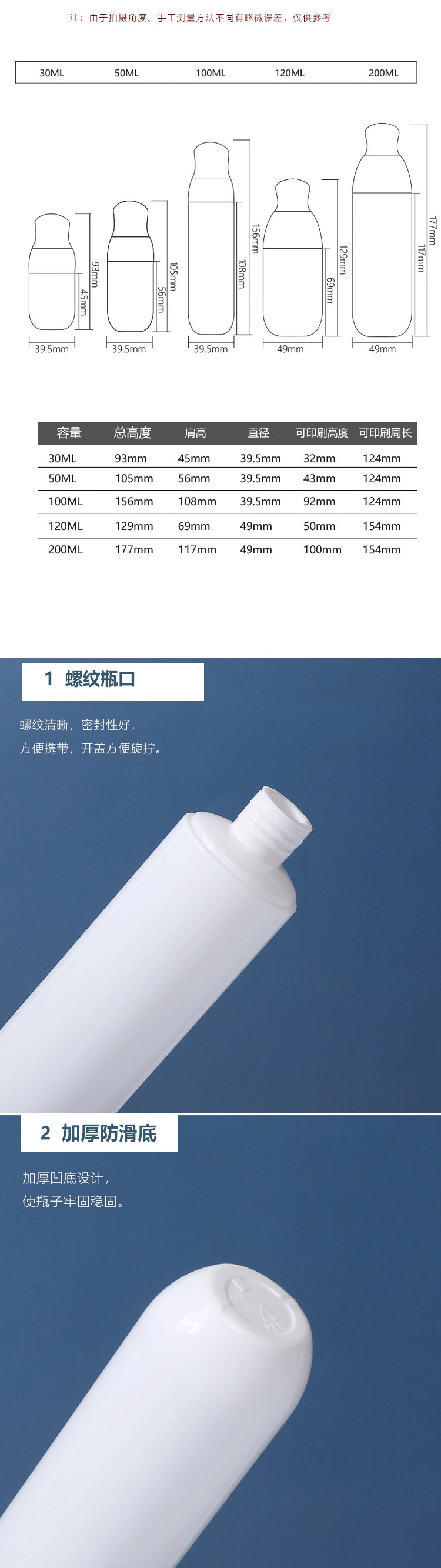 Perfume Separate Spray Bottle 30/50/100ml Cosmetics Bottle White Sunscreen Spray Bottle
