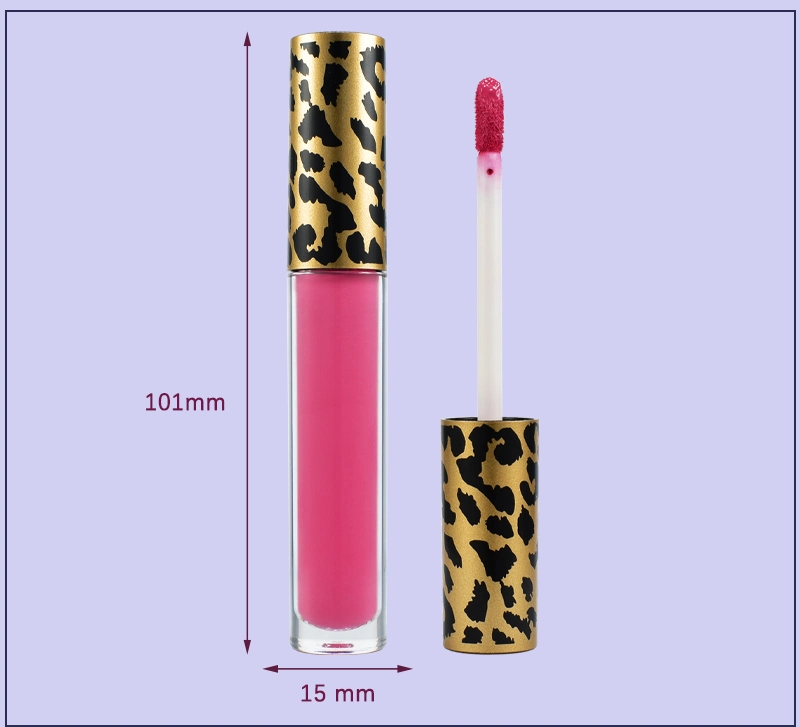Custom Logo Leopard Design Vegan Matt Matte Purple Lip Gloss Cosmetics Makeup Lipgloss Supplier