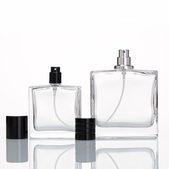50ml 100ml Customize Square Wholesale Luxury Packaging Empty Spray Glass Perfume Bottle