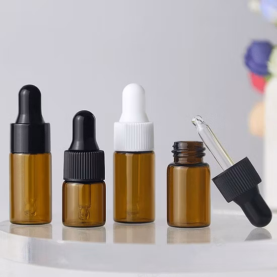 1ml 2ml 3ml 4ml 5ml Amber Cosmetic Packaging Glass Bottle with Dropper