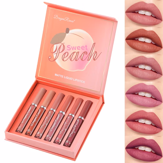 Dr 6PCS/Set Matte Lipgloss Sets, Waterproof, Non-Fading, Non-Stick Cup, Long-Lasting