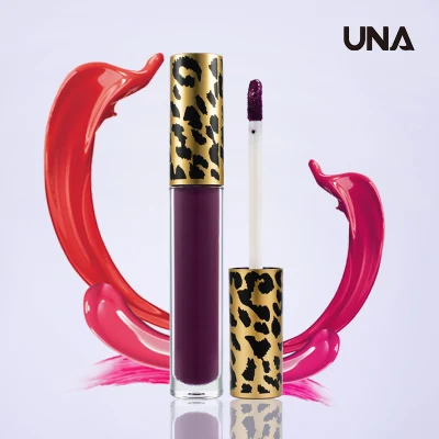 Custom Logo Leopard Design Vegan Matt Matte Purple Lip Gloss Cosmetics Makeup Lipgloss Supplier