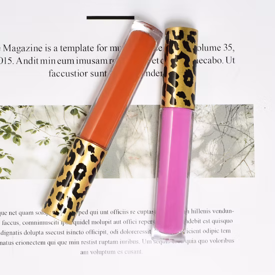 Custom Logo Leopard Design Vegan Matt Matte Purple Lip Gloss Cosmetics Makeup Lipgloss Supplier